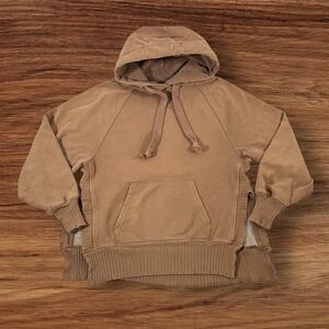 American Eagle Women's XS Pullover Hoodie Sweatshirt Brown Long Sleeve Side Slit